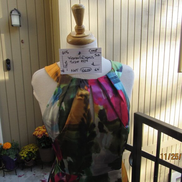 #615  NEW WOMAN'S SILK EVENING DRESS BY COAST  (SIZE 10US / 14UUK) - Picture 2 of 4